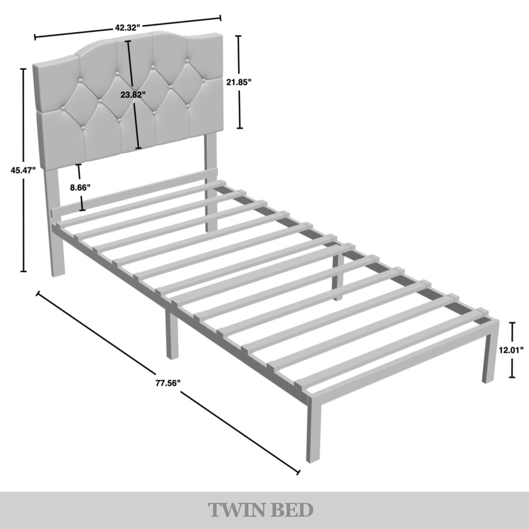 Leveson Light Gray Twin Bed - Thumbnail - Image 6