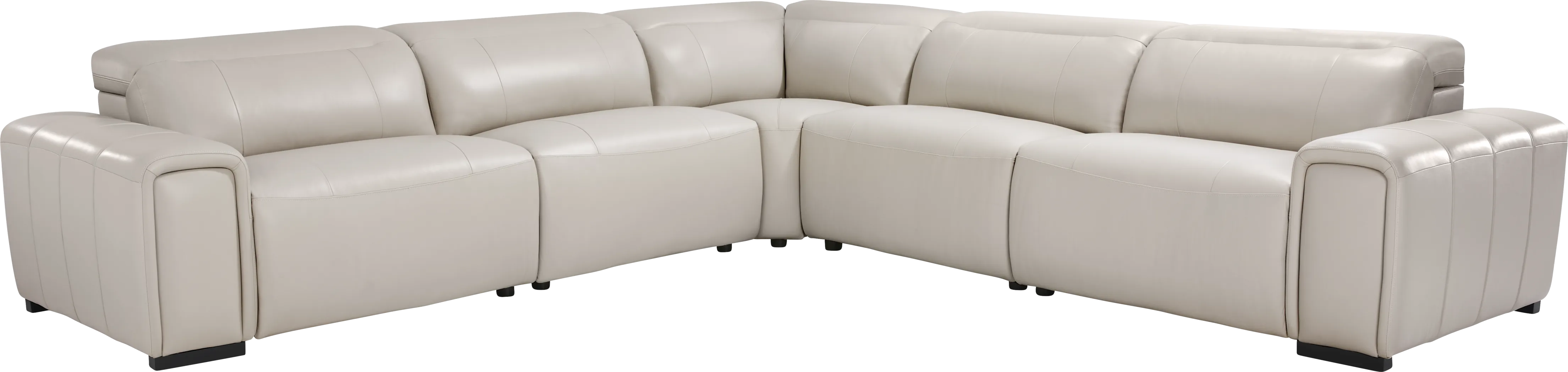 Lewellyn Dove Gray Leather 5 Pc Dual Power Reclining Sectional - Thumbnail - Image 3