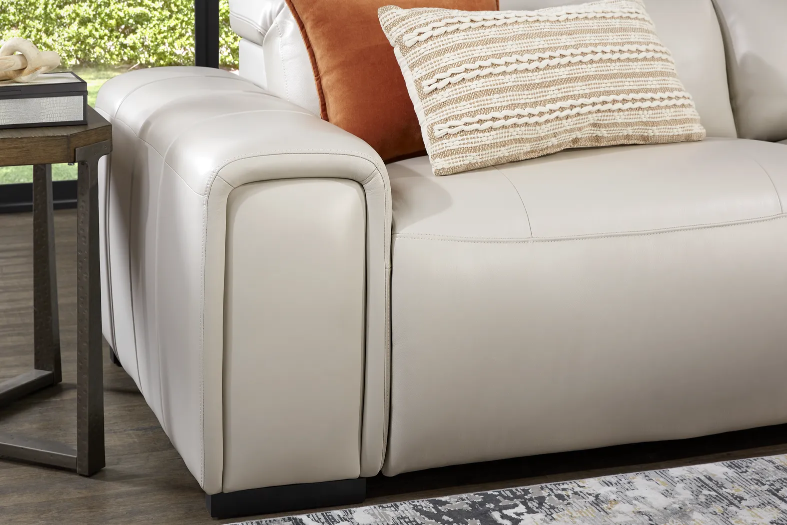 Lewellyn Dove Gray Leather 5 Pc Dual Power Reclining Sectional - Thumbnail - Image 4