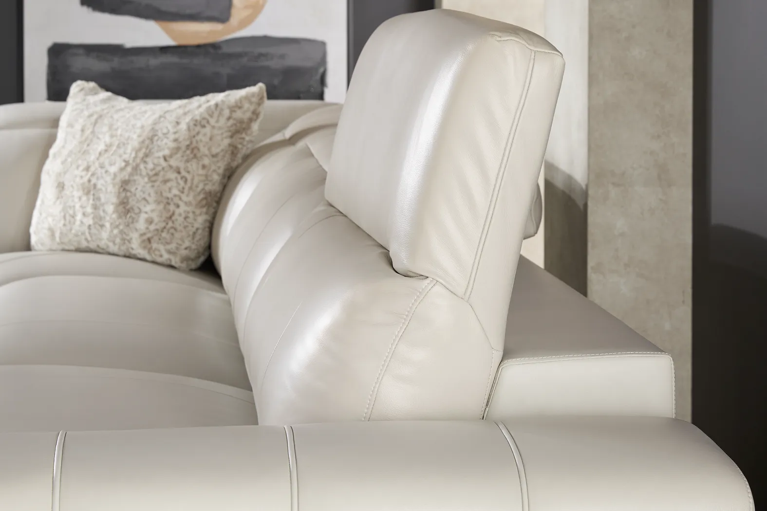 Lewellyn Dove Gray Leather 8 Pc Dual Power Reclining Sectional Living Room - Thumbnail - Image 6