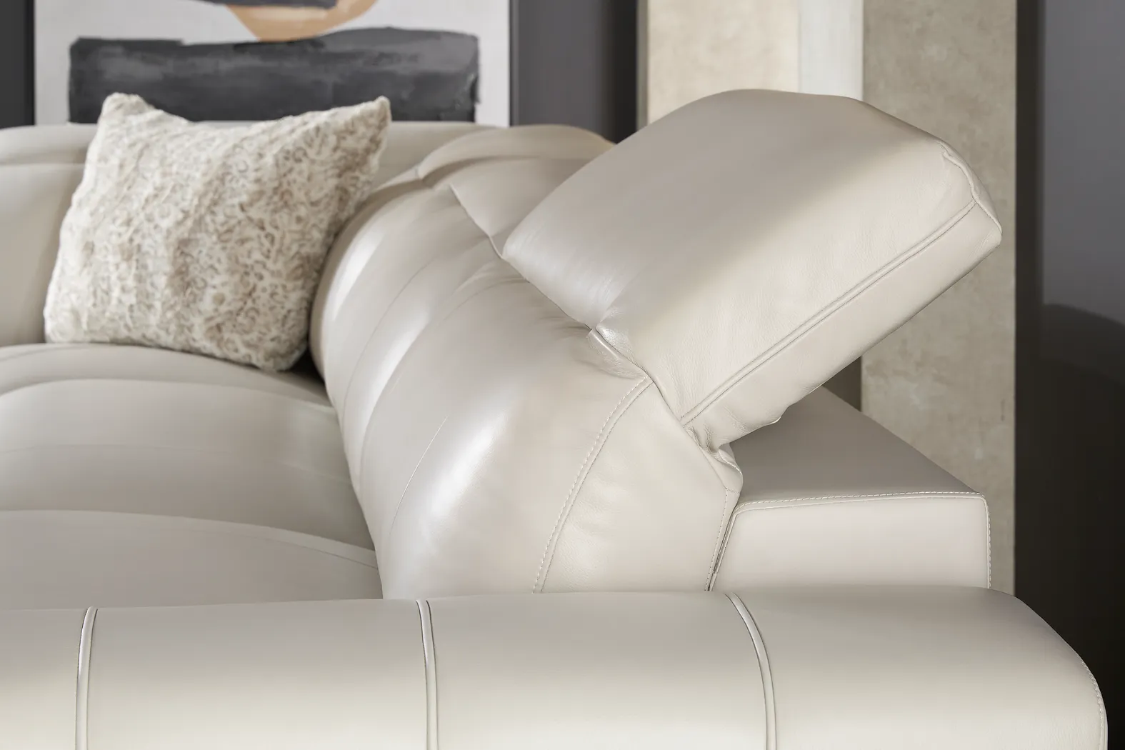 Lewellyn Dove Gray Leather 8 Pc Dual Power Reclining Sectional Living Room - Thumbnail - Image 7