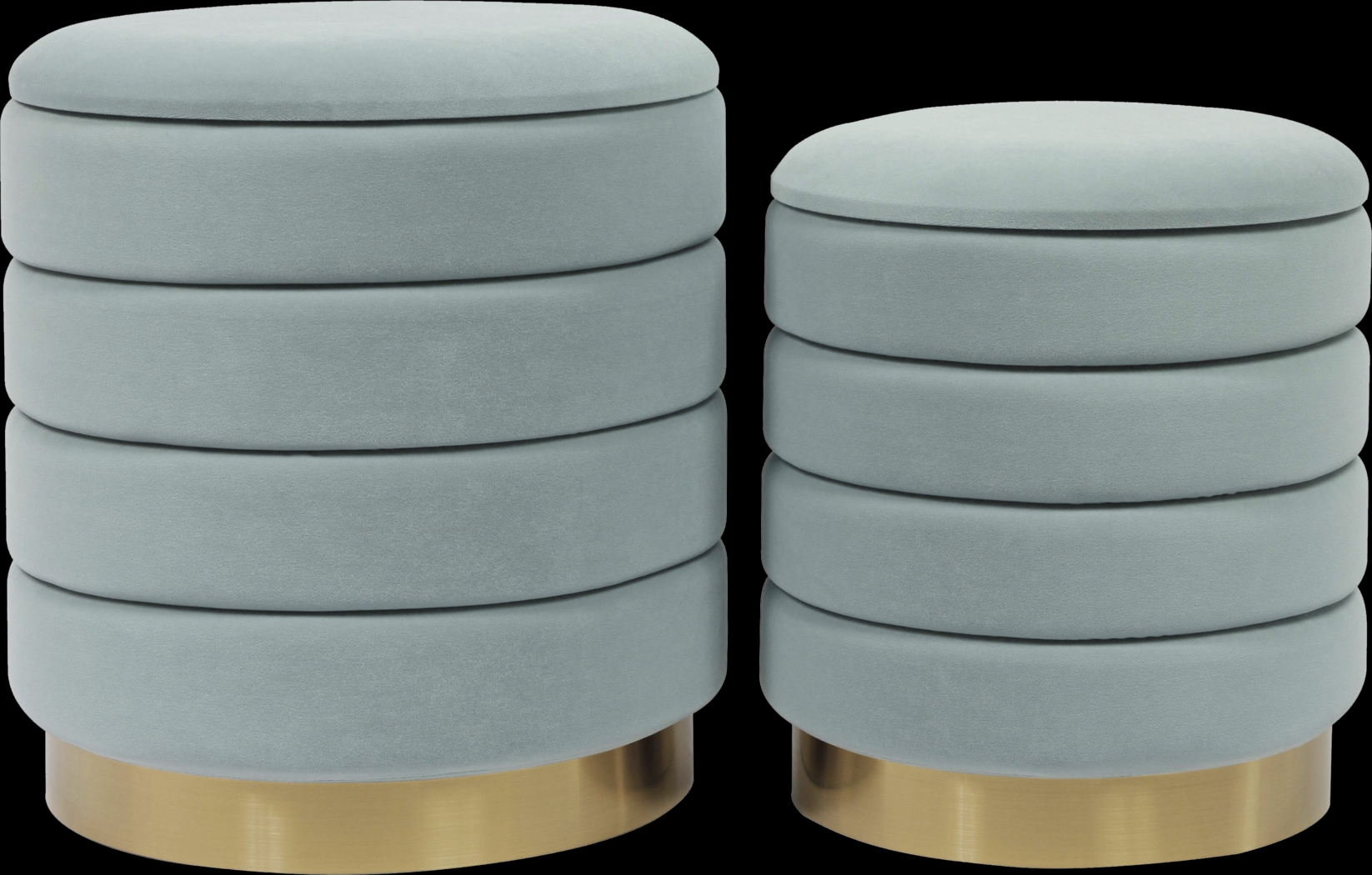 Leyte Blue Storage Ottoman, Set of 2 - Thumbnail - Image 4