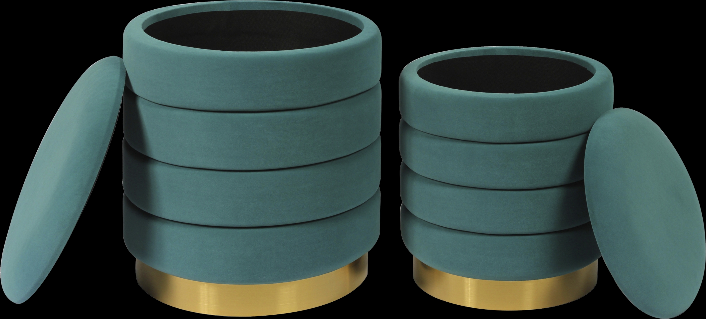 Leyte Teal Storage Ottoman, Set of 2 - Thumbnail - Image 3