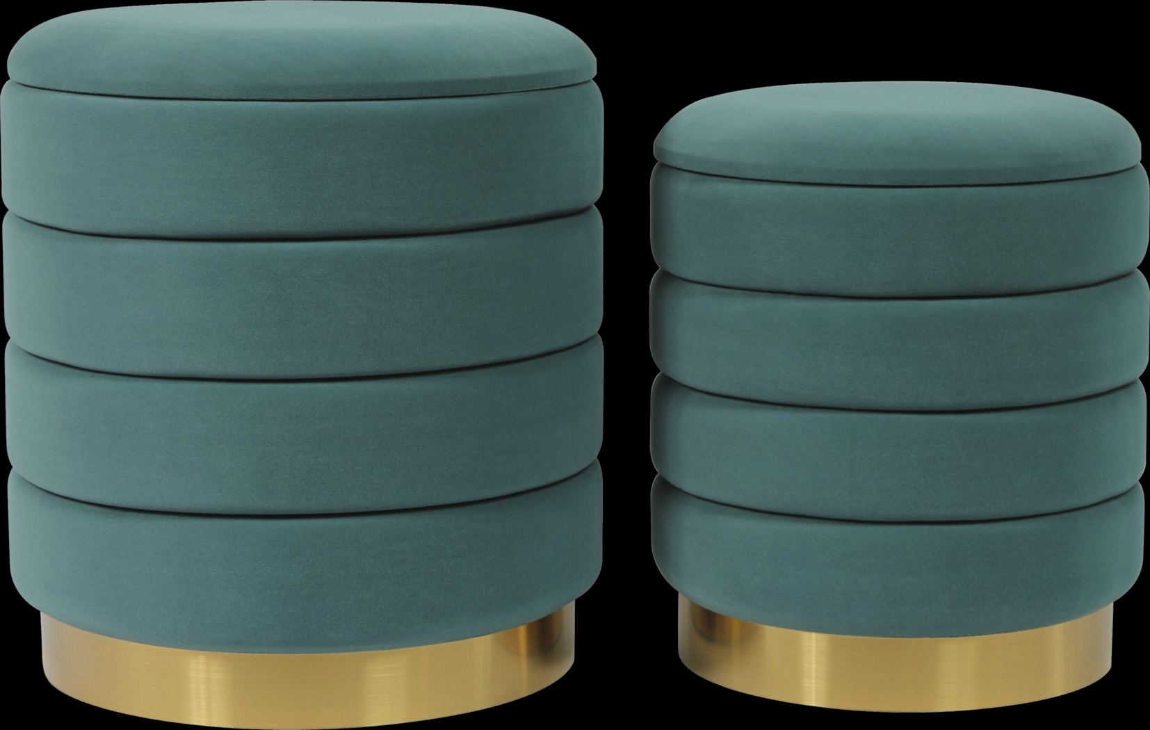 Leyte Teal Storage Ottoman, Set of 2 - Thumbnail - Image 4