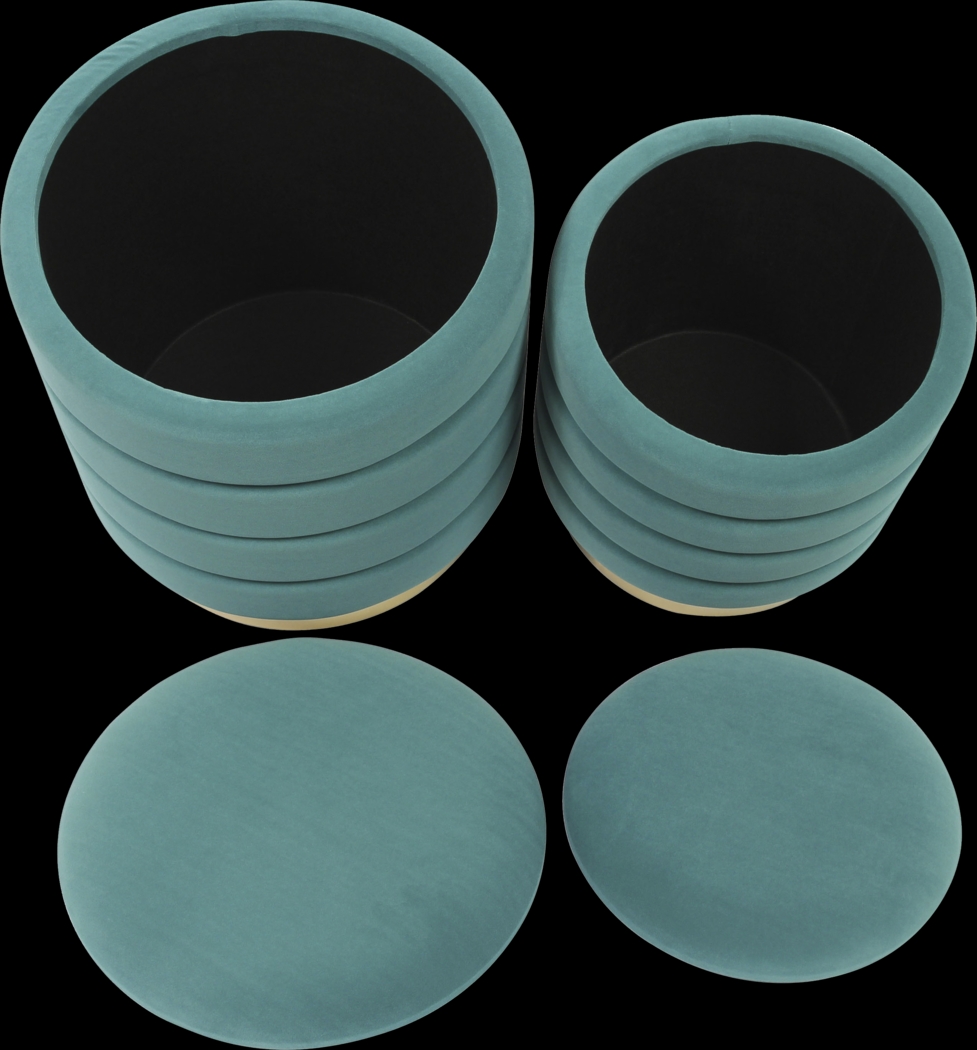Leyte Teal Storage Ottoman, Set of 2 - Thumbnail - Image 5