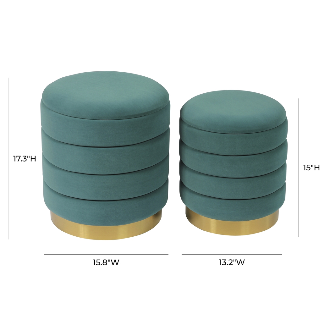 Leyte Teal Storage Ottoman, Set of 2 - Thumbnail - Image 6