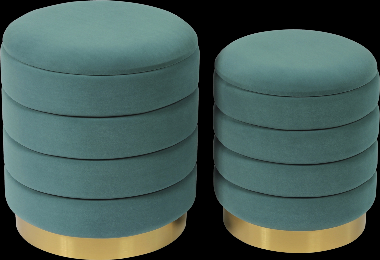 Leyte Teal Storage Ottoman, Set of 2 - Thumbnail - Image 1