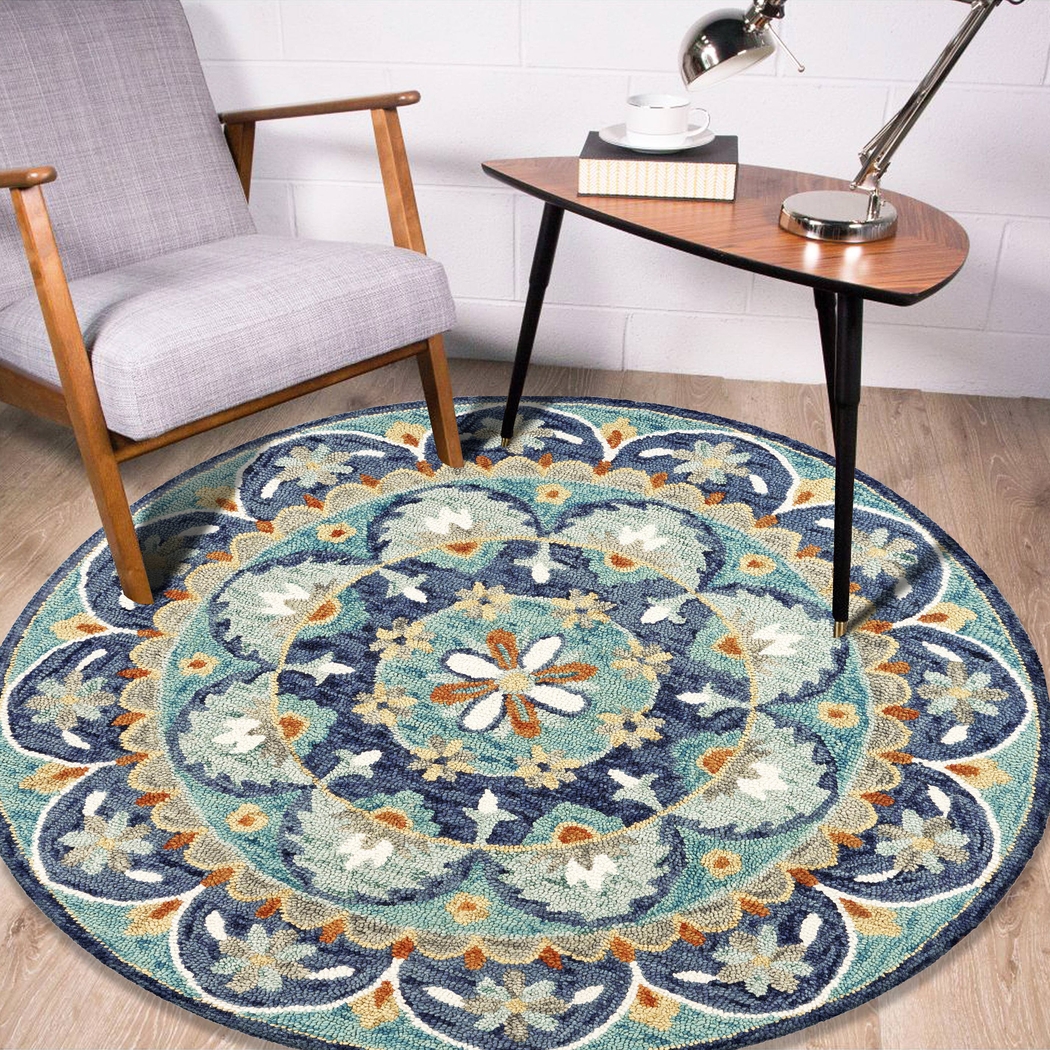 Liah Blue 4' Round Rug - Thumbnail - Image 2