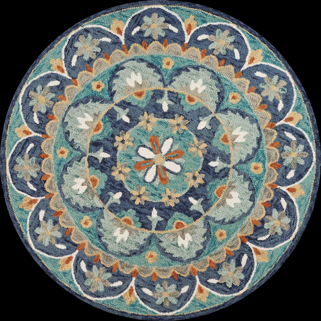 Liah Blue 4' Round Rug - Thumbnail - Image 1