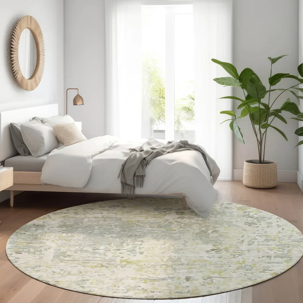 Liayah Sage 8' Round Machine Washable Rug - Thumbnail - Image 2