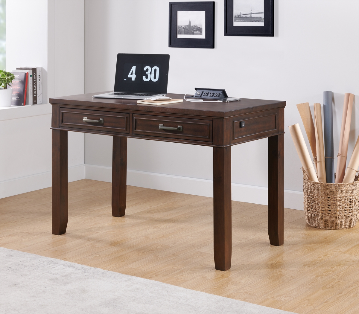Lidemann Brown Desk with Fingerprint Lock - Thumbnail - Image 9