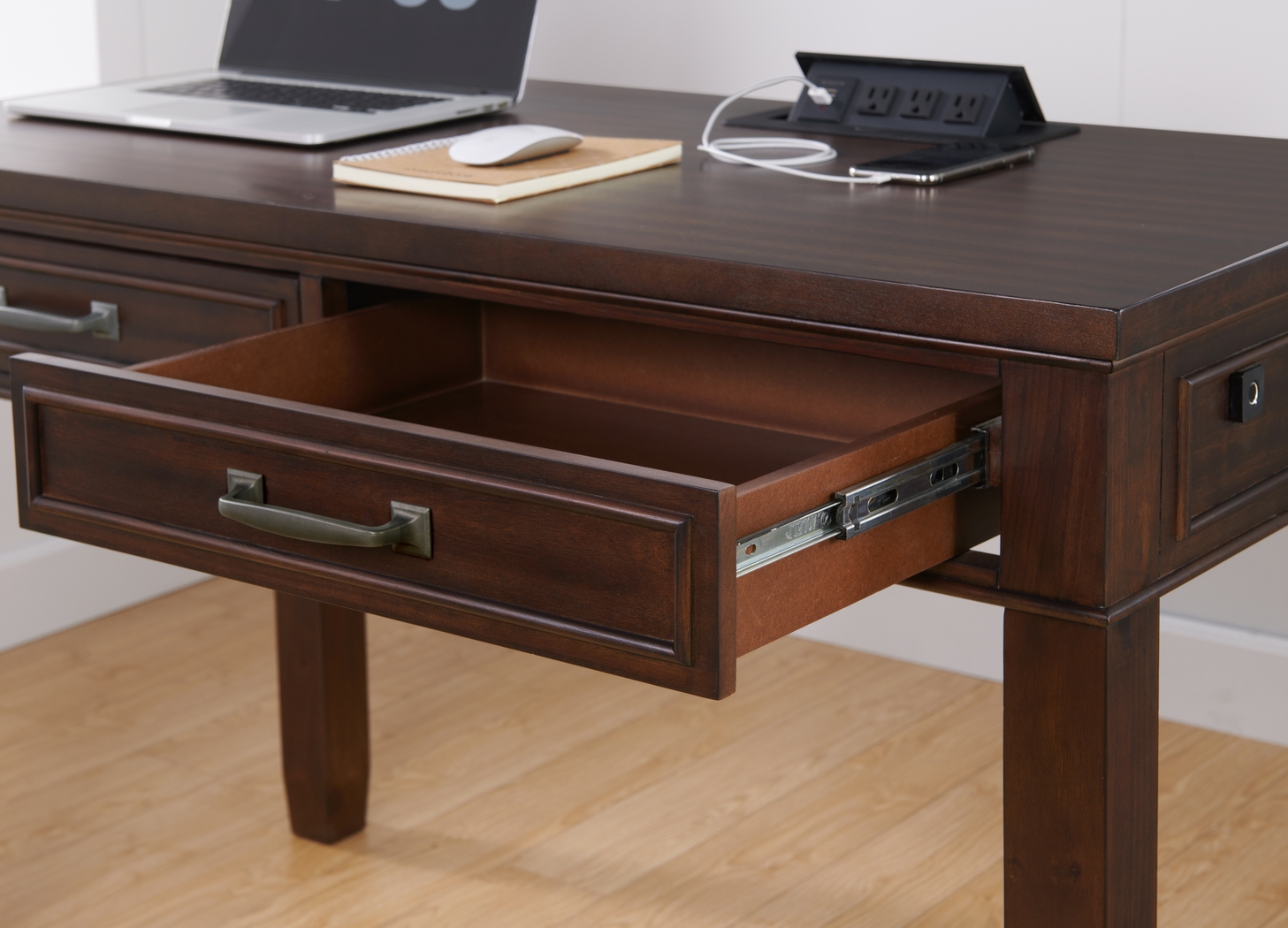 Lidemann Brown Desk with Fingerprint Lock - Thumbnail - Image 4