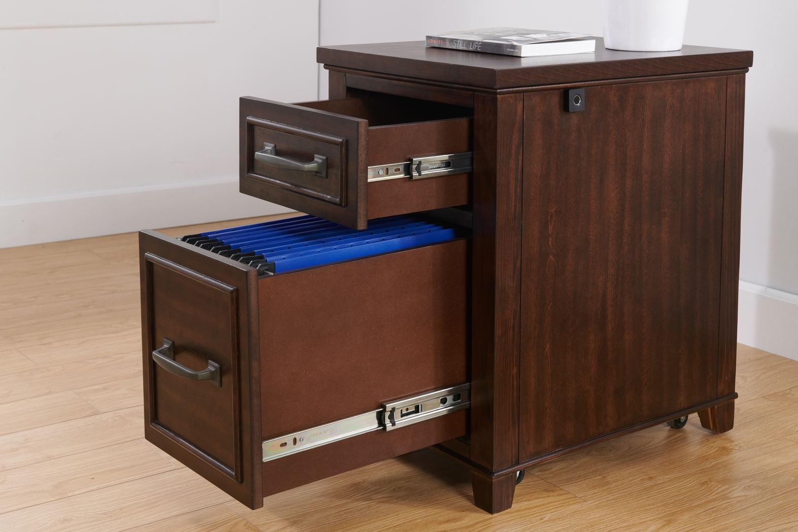 Lidemann Brown File Cabinet with Fingerprint Lock - Thumbnail - Image 3