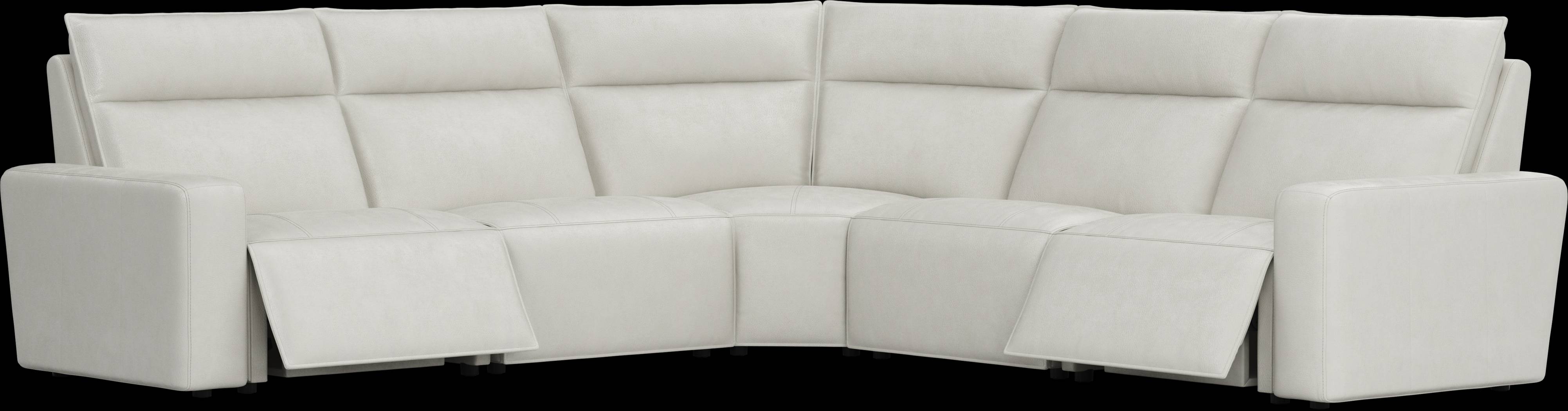 Light Gray Leather 5 Pc Dual Power Reclining ModularTwo - Thumbnail - Image 1