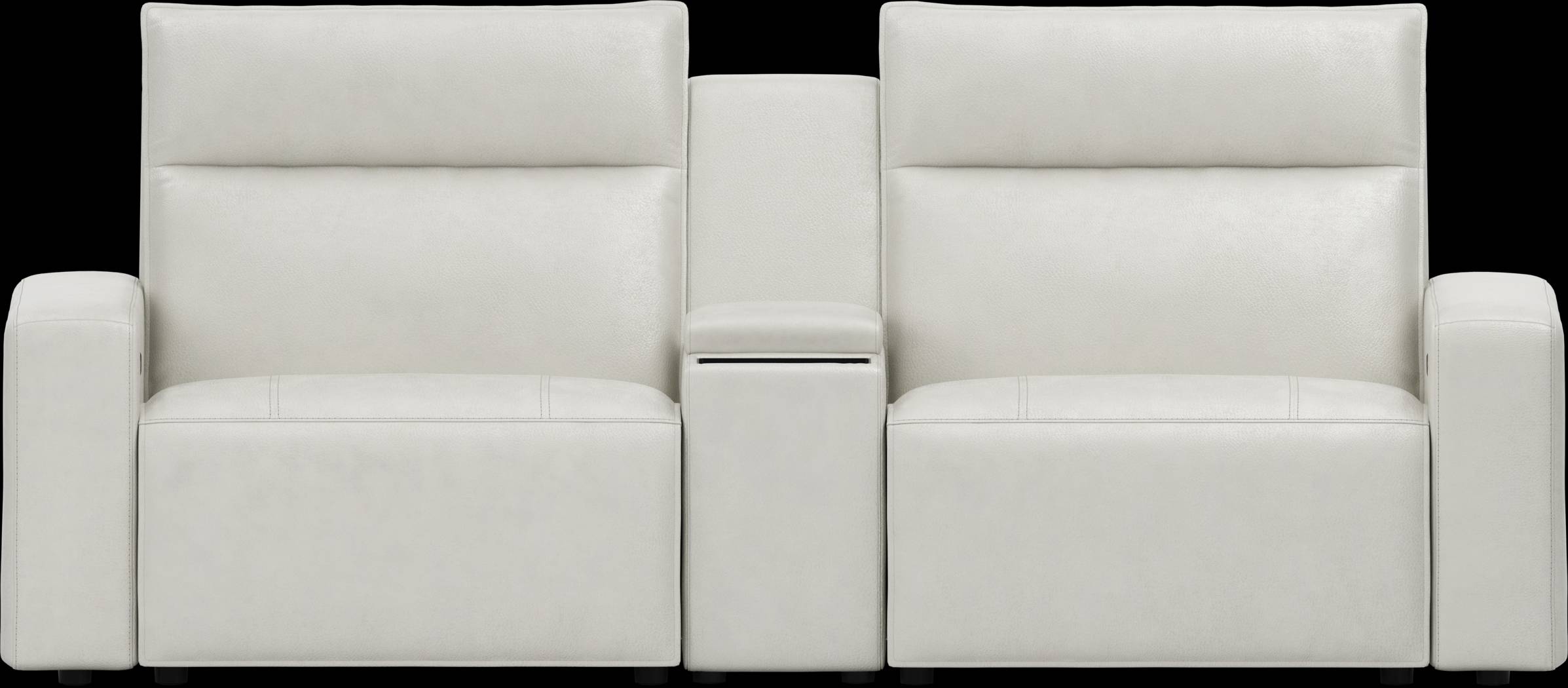 Light Gray Leather 3 Pc Dual Power Reclining ModularTwo with Media Console - Thumbnail - Image 3