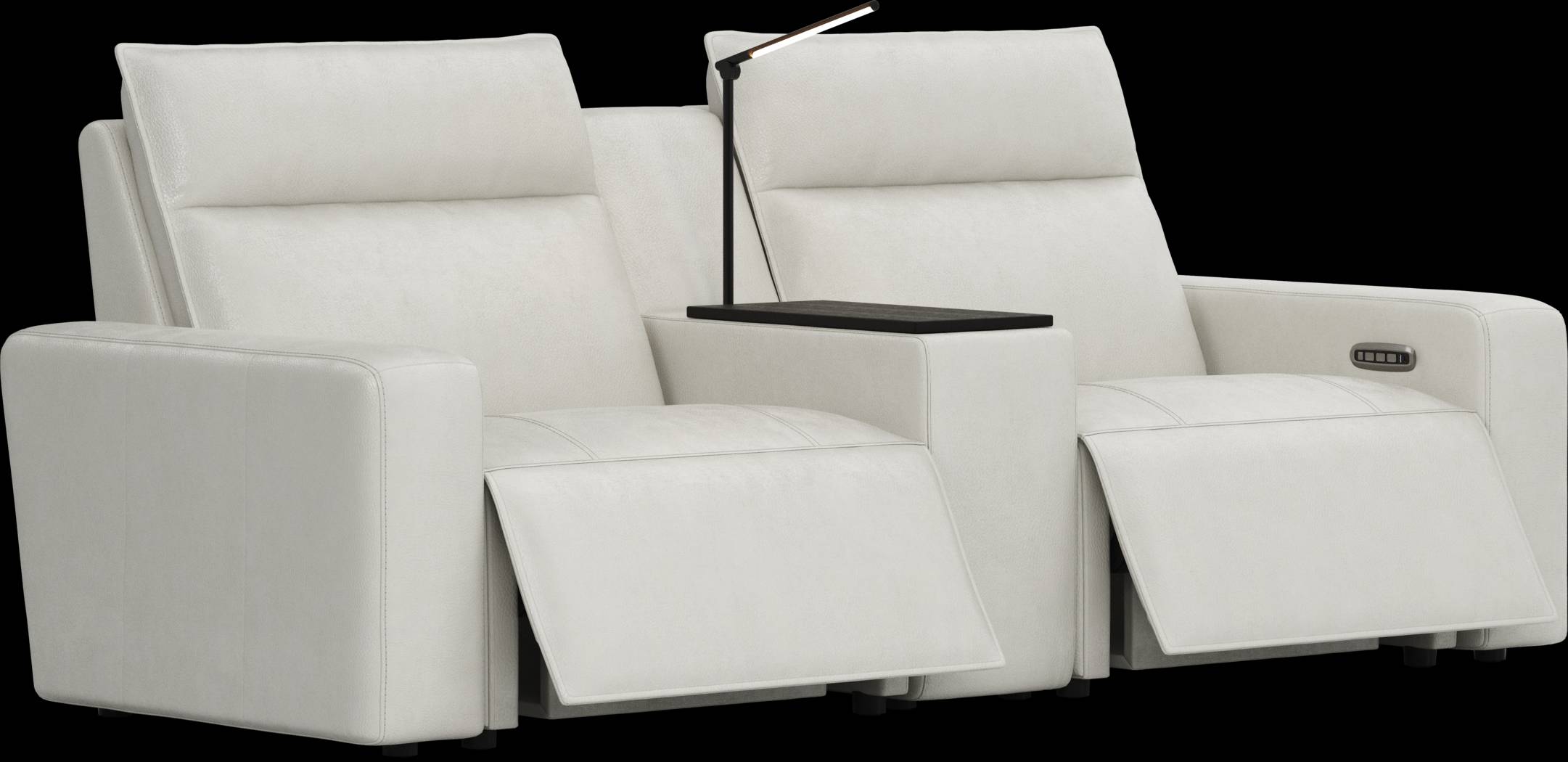 Light Gray Leather 3 Pc Dual Power Reclining ModularTwo - Thumbnail - Image 1