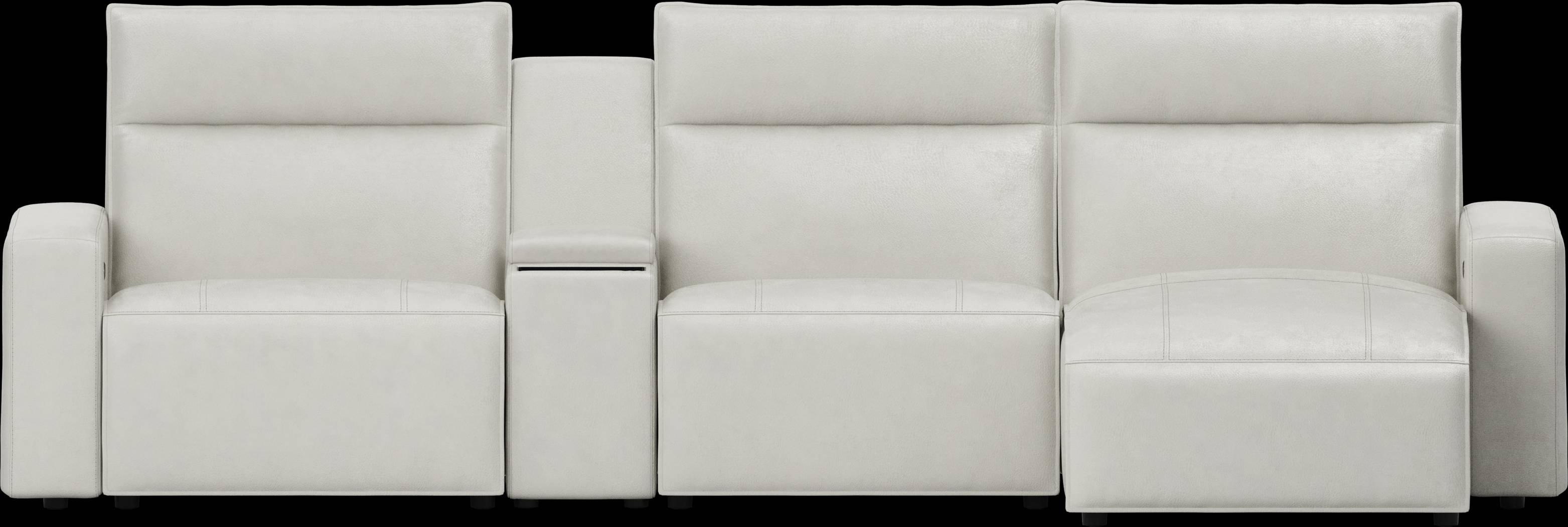 Light Gray Leather 4 Pc Dual Power Reclining ModularTwo with Media Console - Thumbnail - Image 2