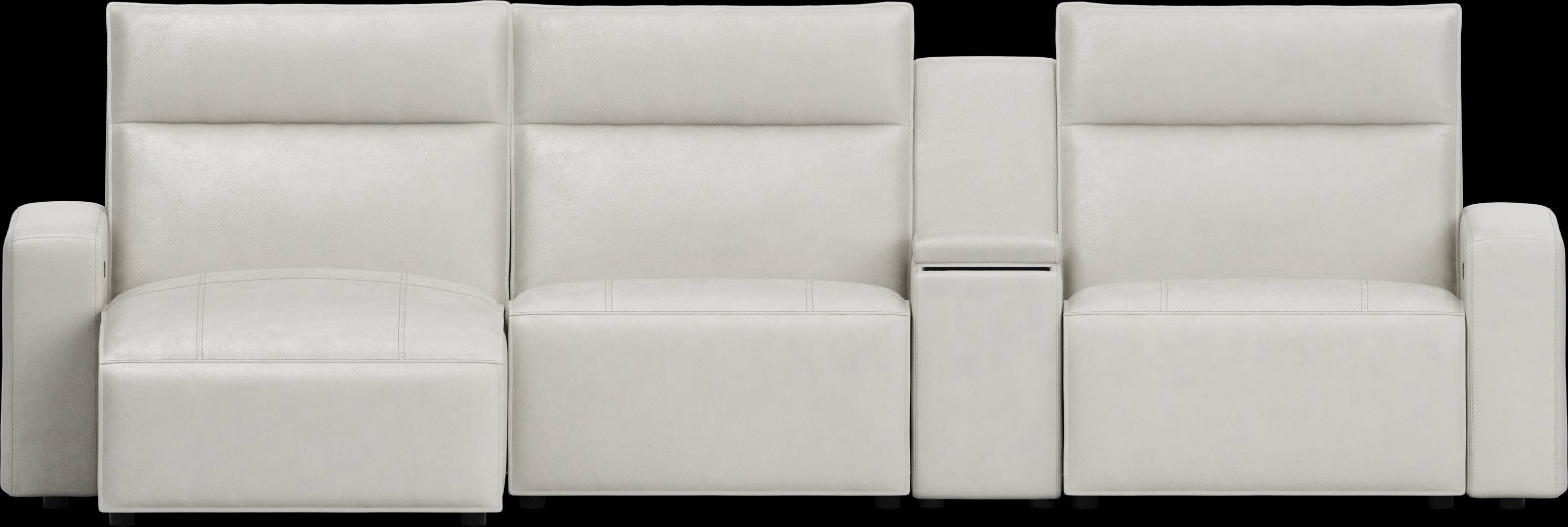 Light Gray Leather 4 Pc Dual Power Reclining ModularTwo with Media Console - Thumbnail - Image 2