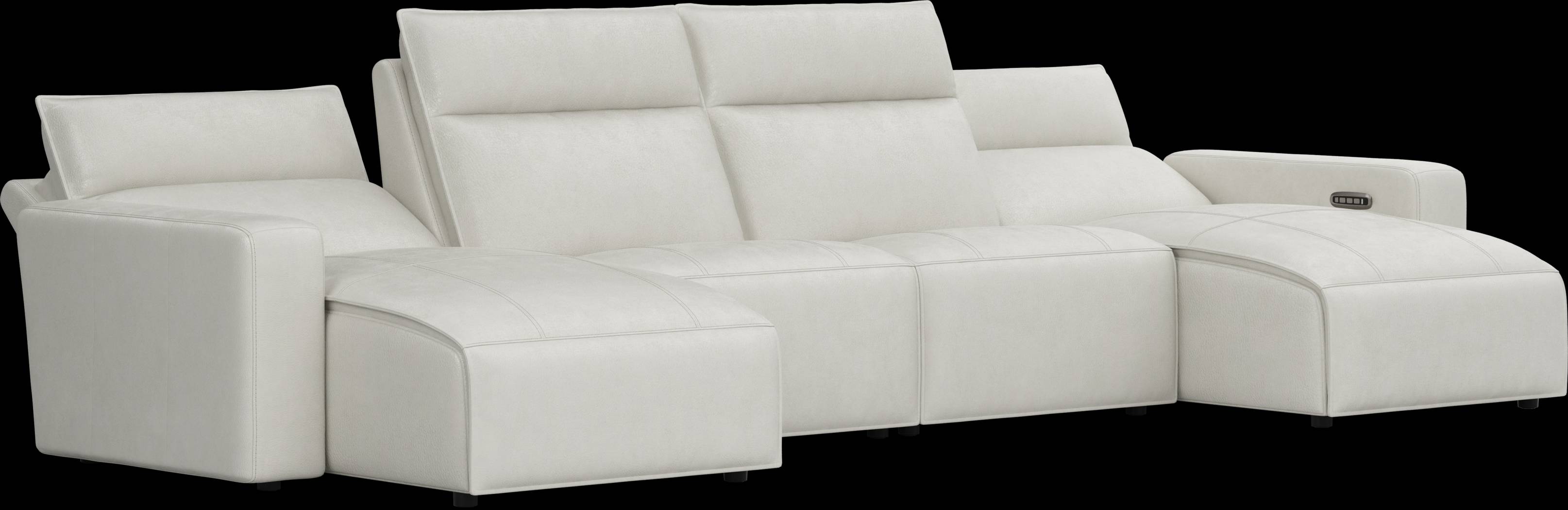 Light Gray Leather 4 Pc Dual Power Reclining ModularTwo - Thumbnail - Image 3