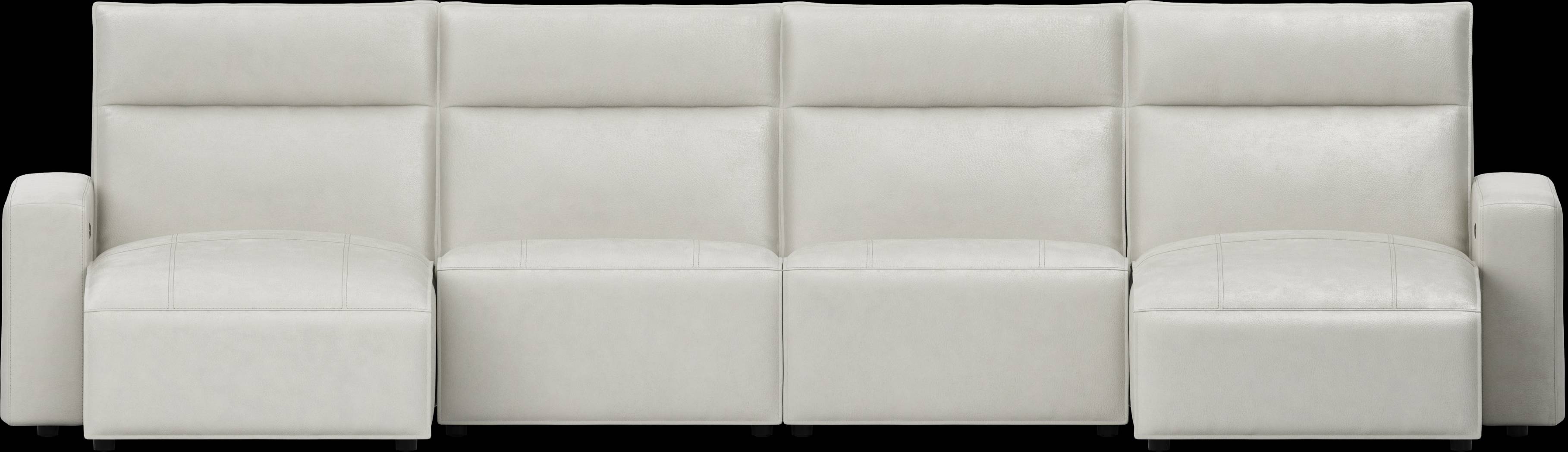 Light Gray Leather 4 Pc Dual Power Reclining ModularTwo - Thumbnail - Image 1