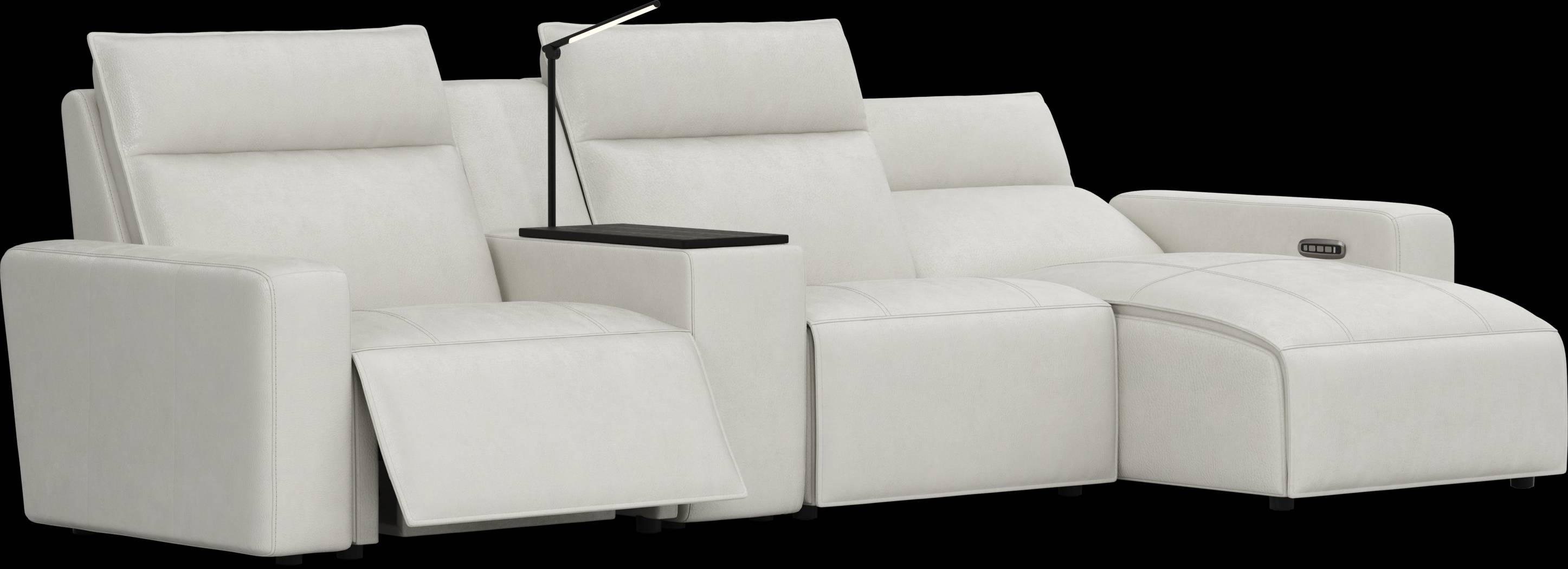 Light Gray Leather 4 Pc Dual Power Reclining ModularTwo - Thumbnail - Image 1