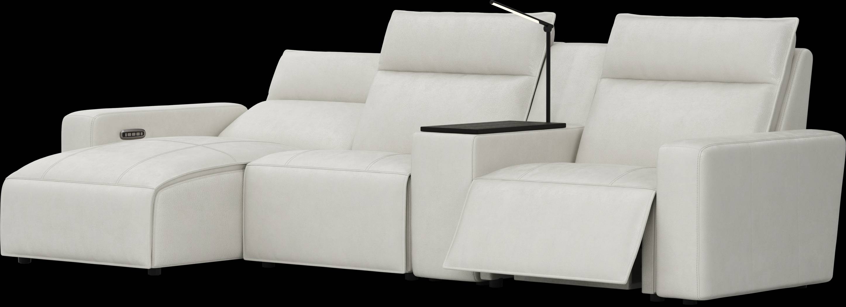 Light Gray Leather 4 Pc Dual Power Reclining ModularTwo - Thumbnail - Image 1