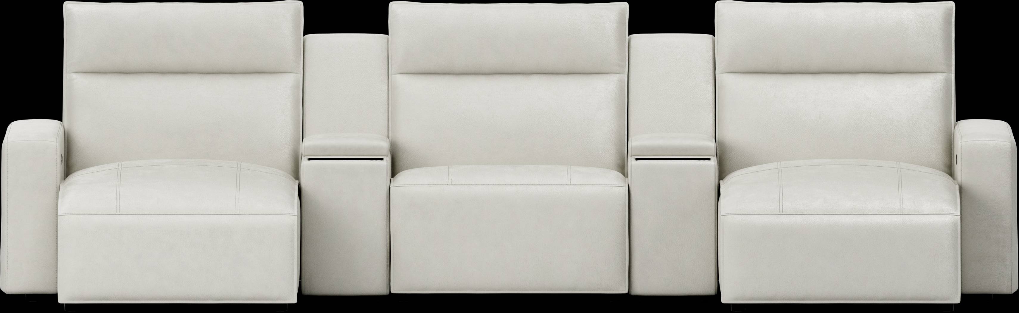 Light Gray Leather 5 Pc Dual Power Reclining ModularTwo with Media Consoles - Thumbnail - Image 3