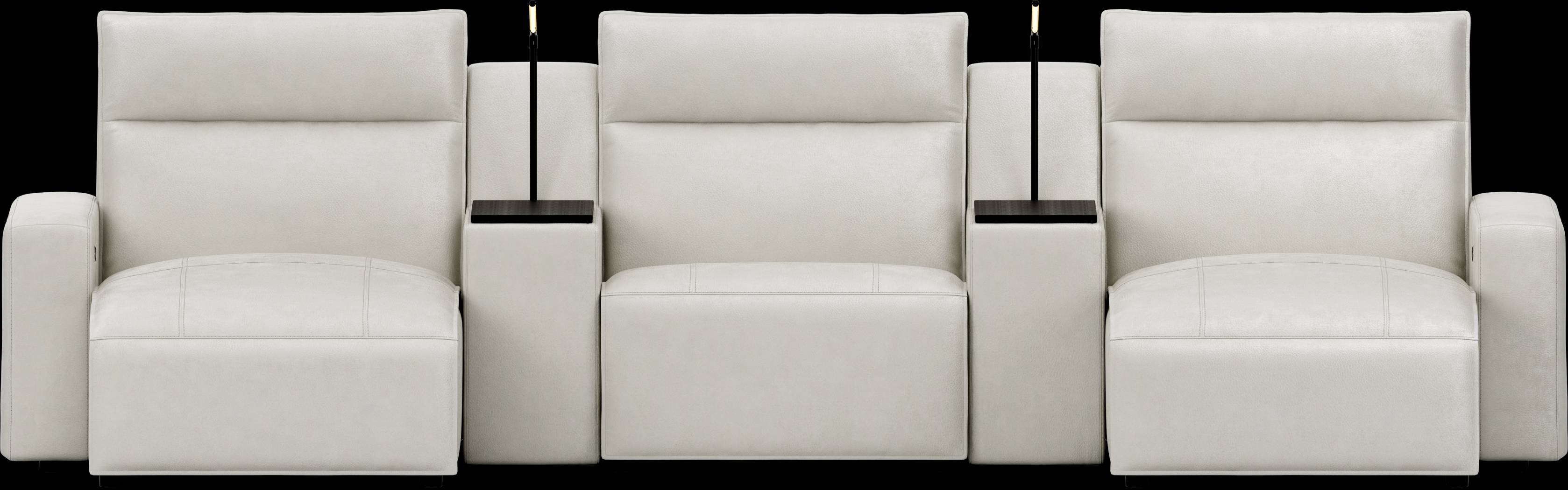 Light Gray Leather 5 Pc Dual Power Reclining ModularTwo - Thumbnail - Image 3