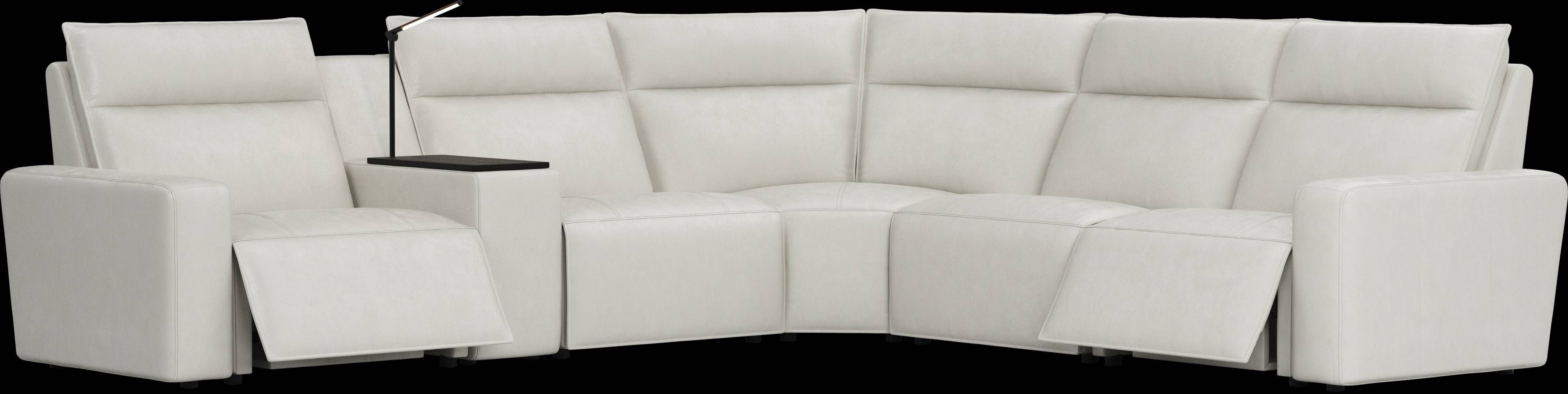 Light Gray Leather 6 Pc Dual Power Reclining ModularTwo - Thumbnail - Image 1