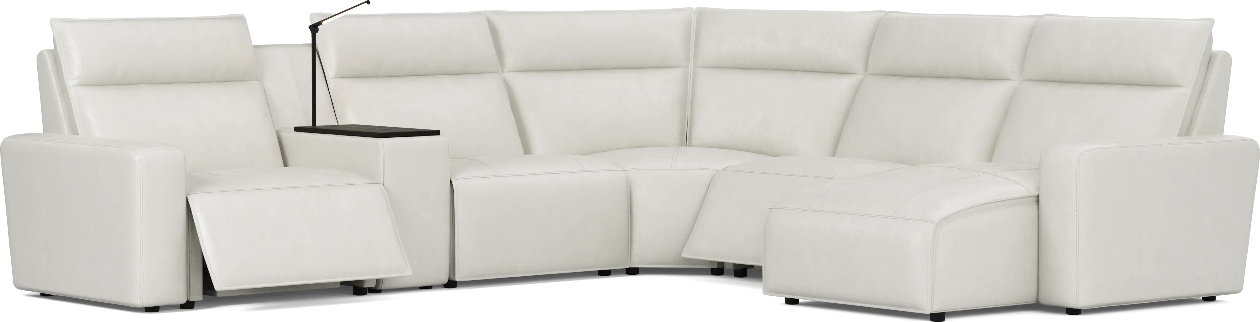 Light Gray Leather 6 Pc Dual Power Reclining ModularTwo - Thumbnail - Image 1