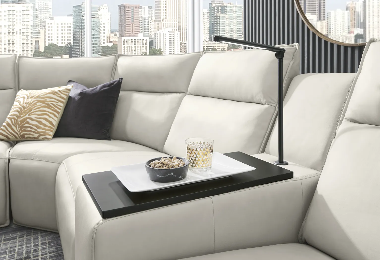 Light Gray Leather 6 Pc Dual Power Reclining ModularTwo - Thumbnail - Image 4