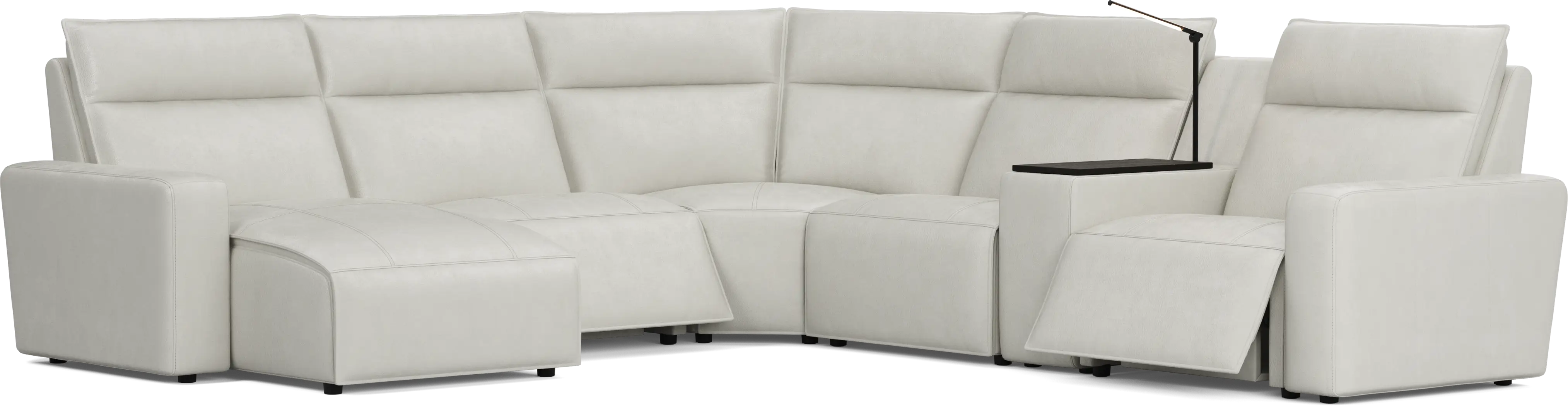 Light Gray Leather 6 Pc Dual Power Reclining ModularTwo - Thumbnail - Image 1