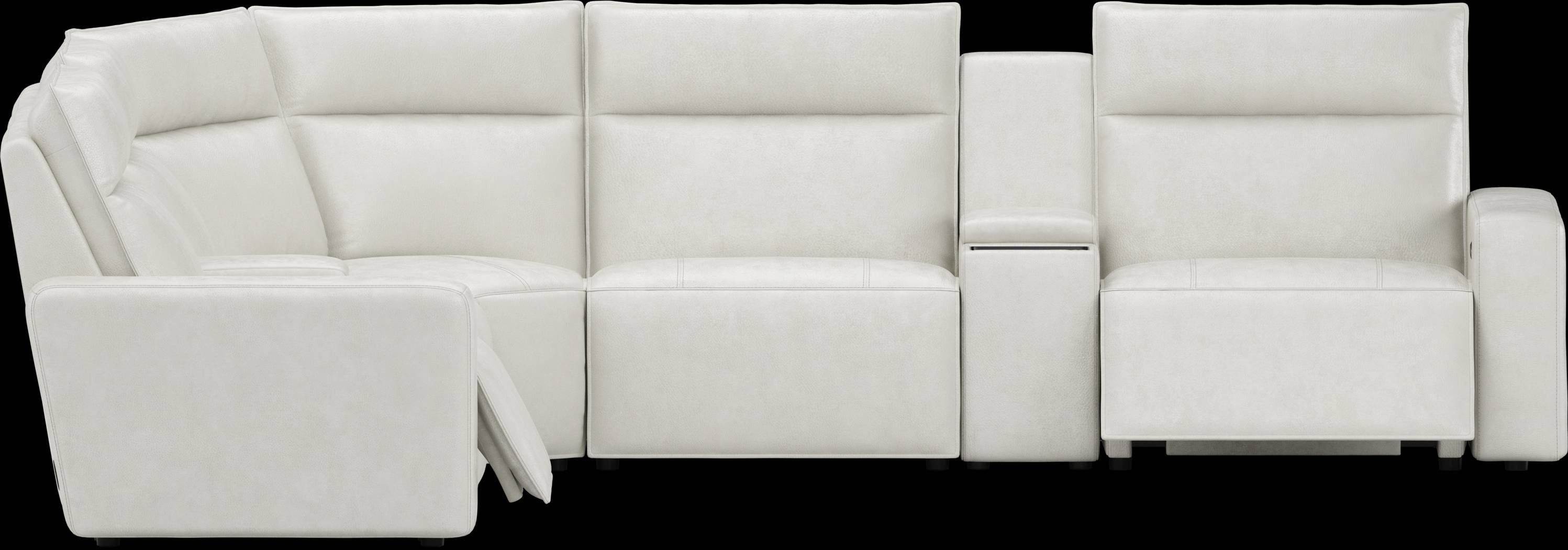 Light Gray Leather 7 Pc Dual Power Reclining ModularTwo with Media Consoles - Thumbnail - Image 4