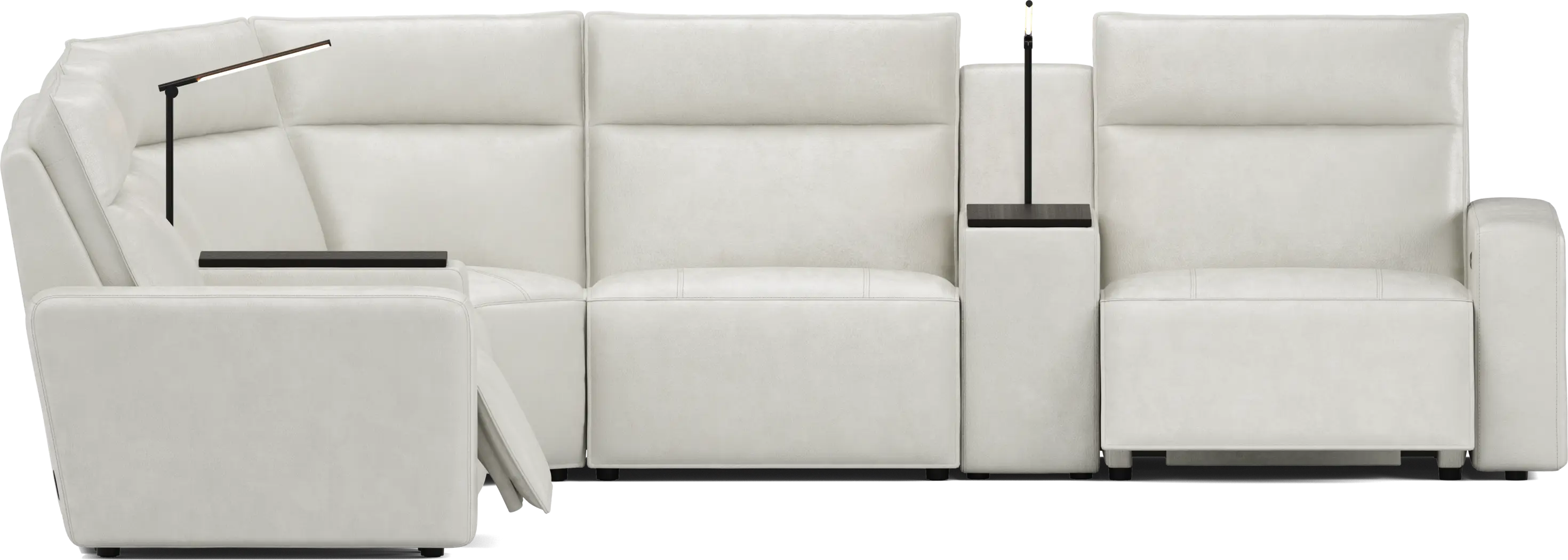 Light Gray Leather 7 Pc Dual Power Reclining ModularTwo - Thumbnail - Image 4