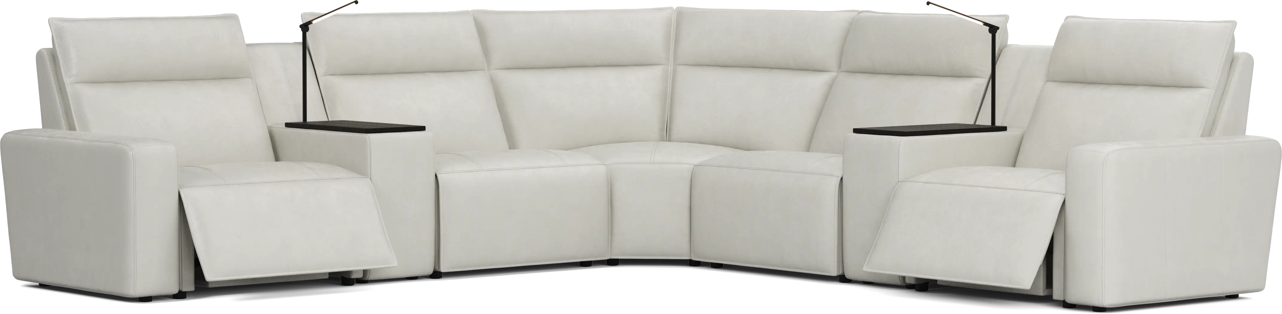 Light Gray Leather 7 Pc Dual Power Reclining ModularTwo - Thumbnail - Image 1