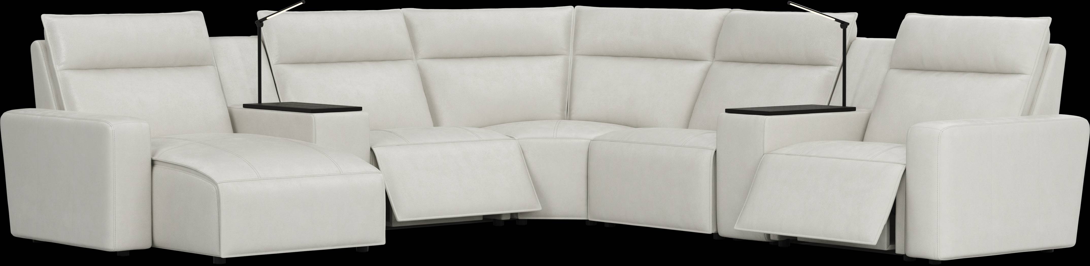 Light Gray Leather 7 Pc Dual Power Reclining ModularTwo - Thumbnail - Image 1