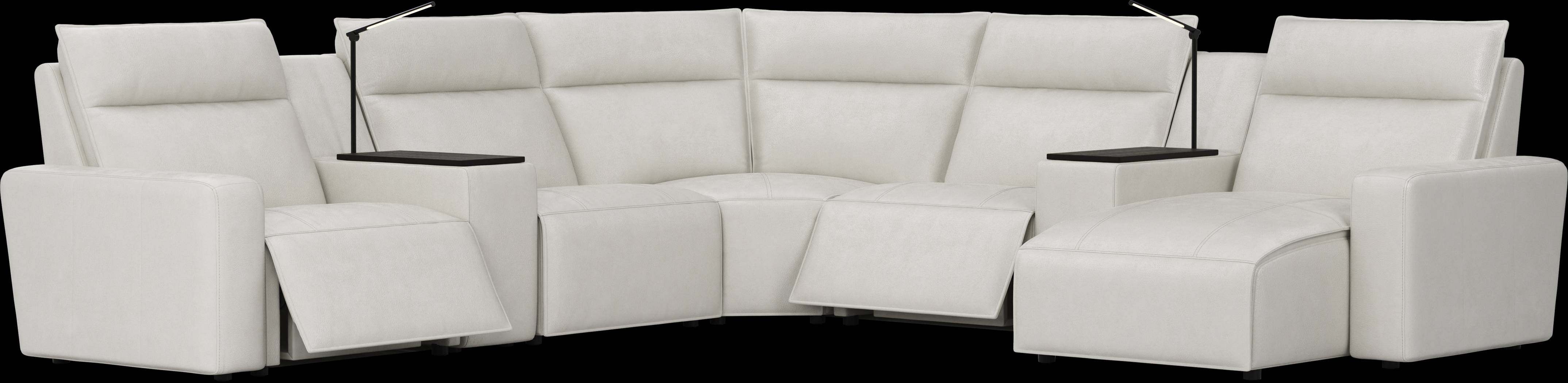 Light Gray Leather 7 Pc Dual Power Reclining ModularTwo - Thumbnail - Image 1