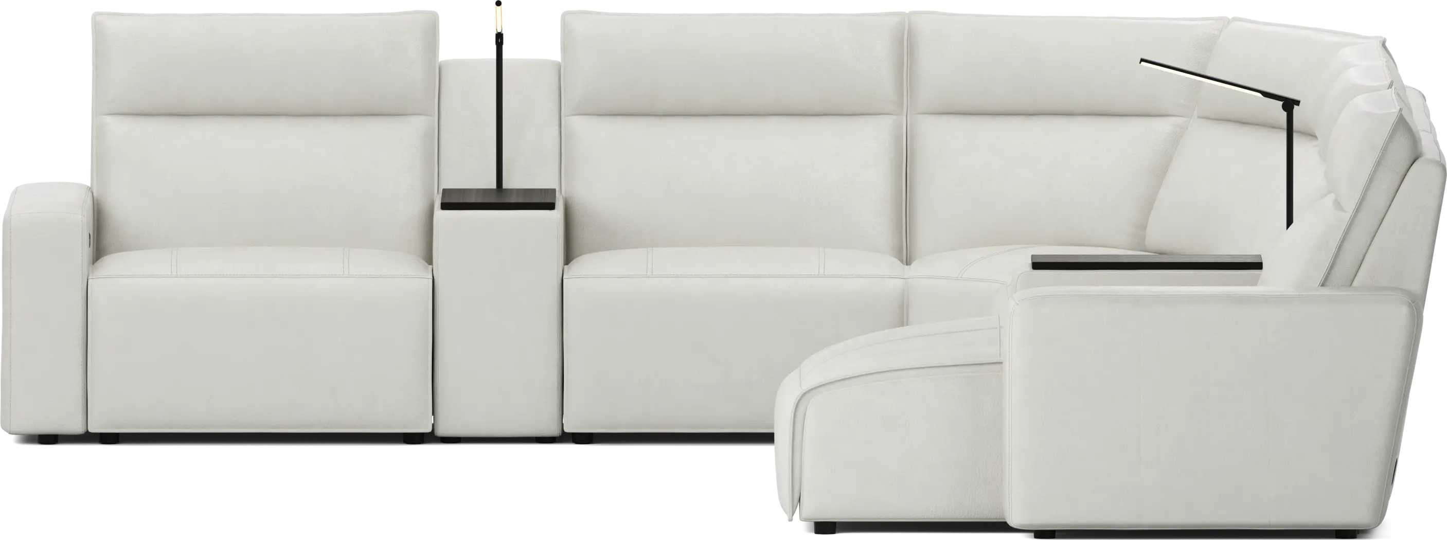 Light Gray Leather 8 Pc Dual Power Reclining ModularTwo - Thumbnail - Image 2