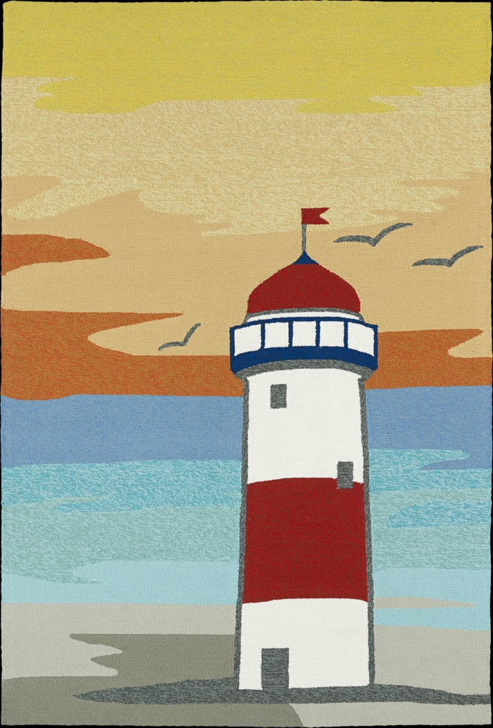 Lighthouse Sunrise Brown 3' x 5' Indoor/Outdoor Rug - Thumbnail - Image 1