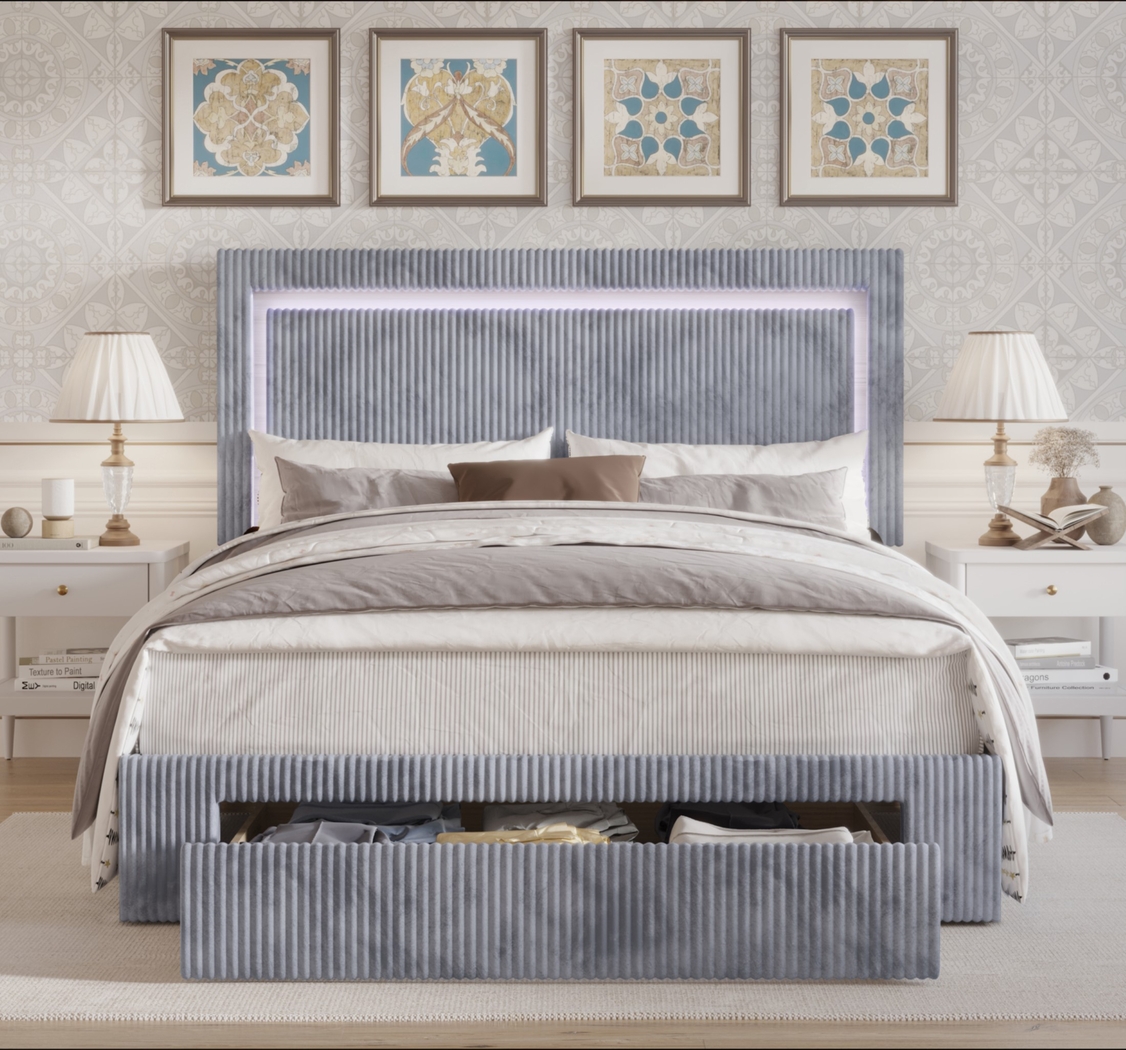Ligon Gray Queen Bed with Storage - Thumbnail - Image 2