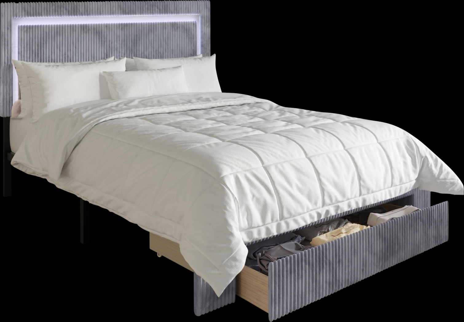 Ligon Gray Queen Bed with Storage - Thumbnail - Image 1
