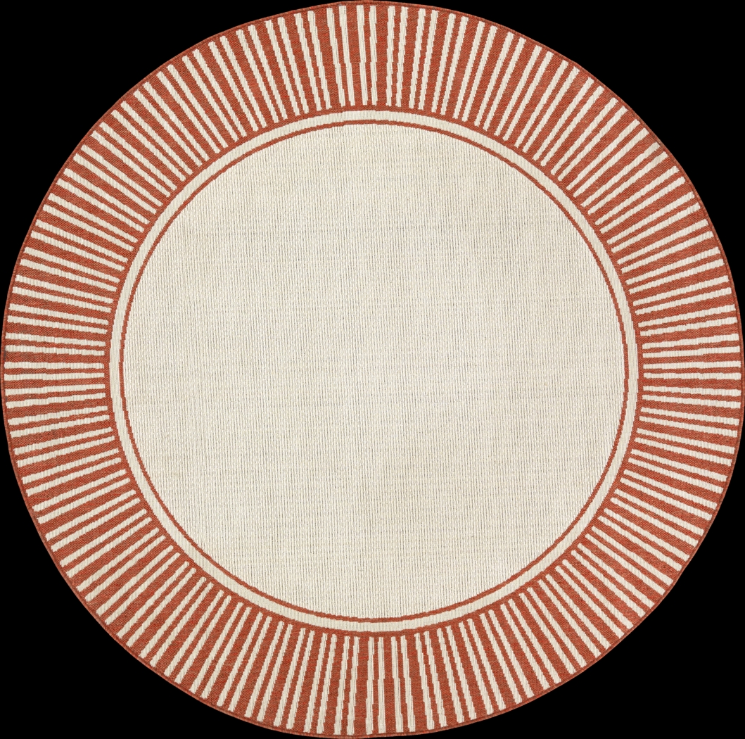 Lilah Terracotta 7'3 Round Indoor/Outdoor Rug - Thumbnail - Image 1