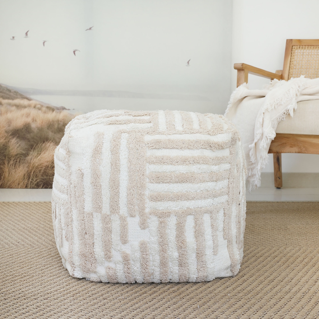 Lilanie Beige/Cream Pouf - Thumbnail - Image 2