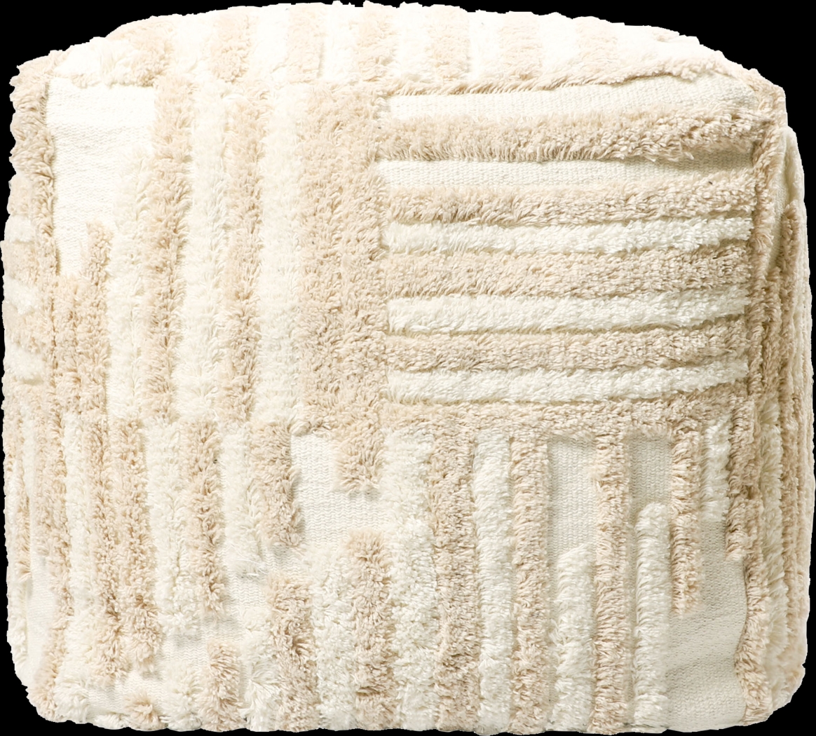 Lilanie Beige/Cream Pouf - Thumbnail - Image 1