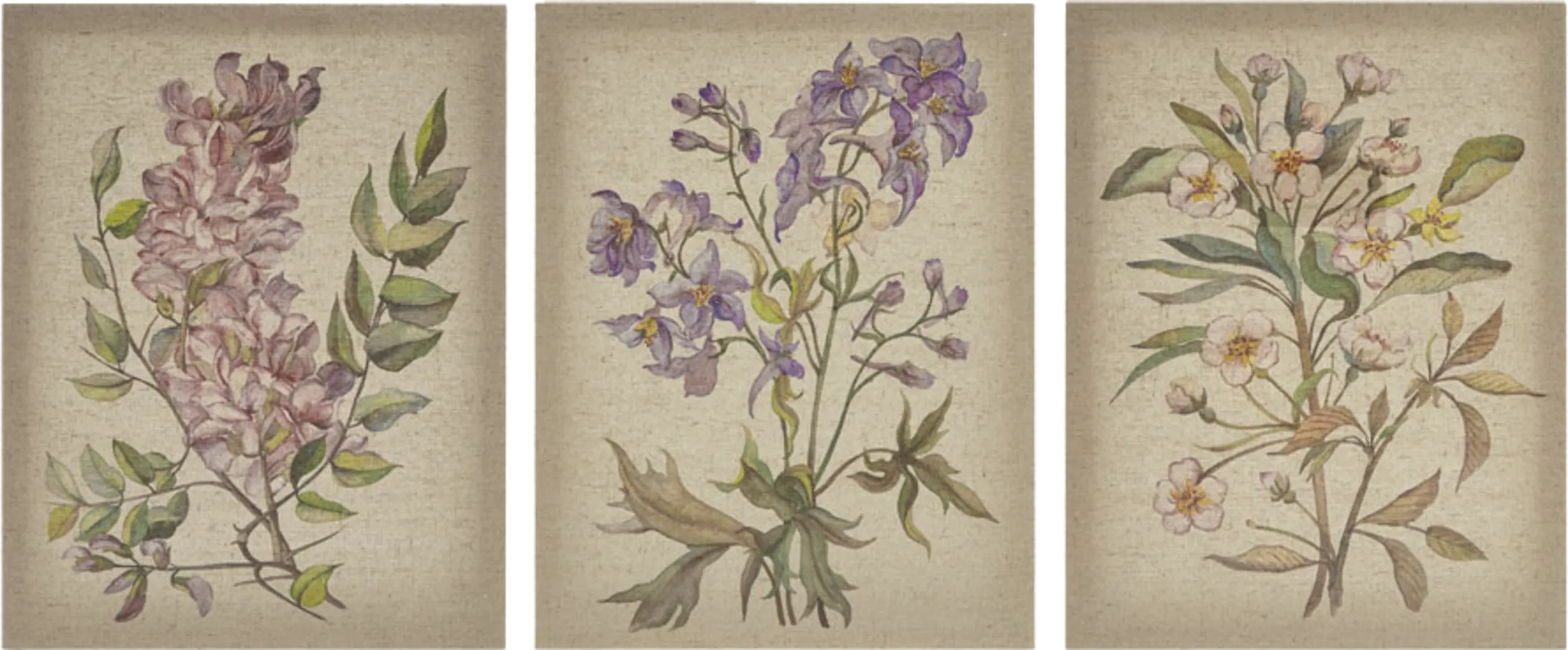 Lila's Flowers Pink Artwork, Set of 3 - Thumbnail - Image 1