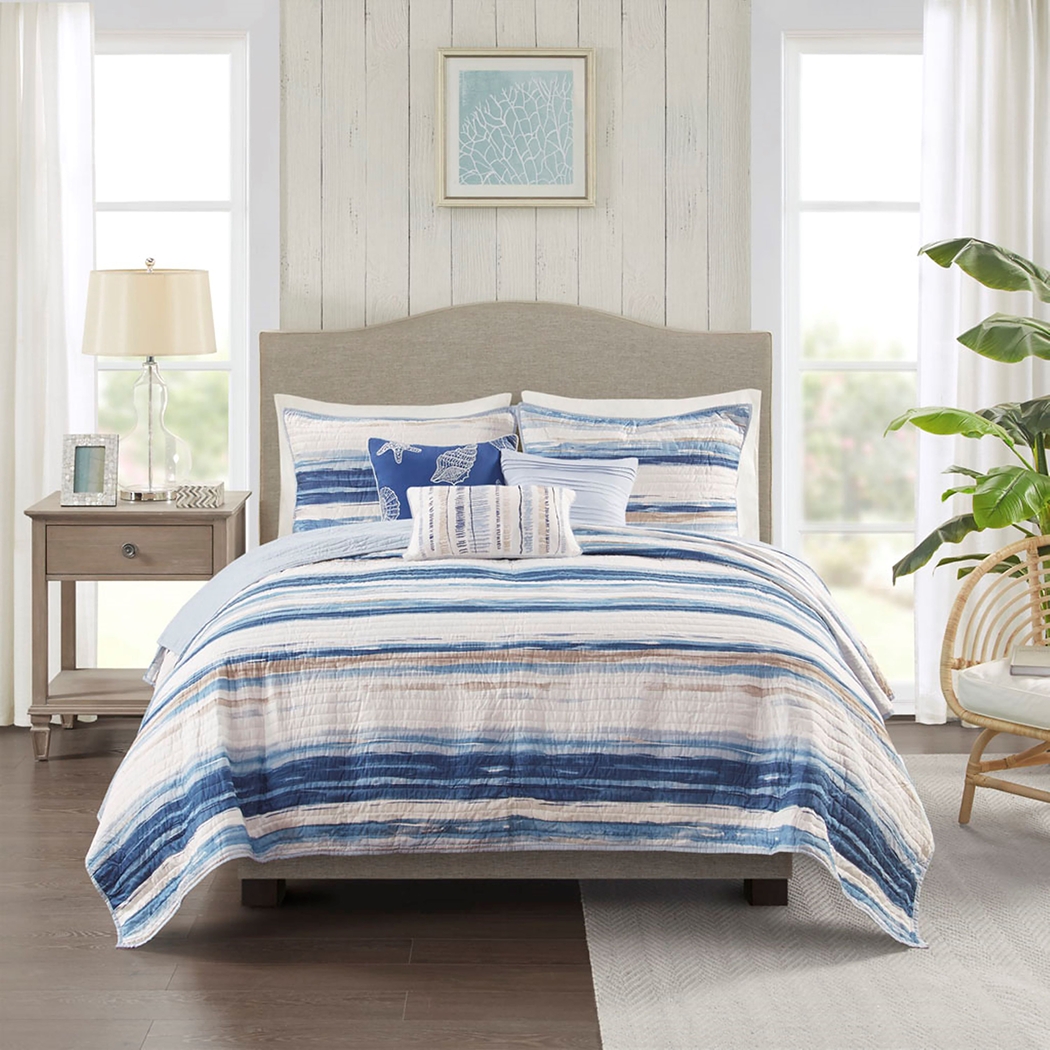 Lillya Blue 6 pc Full/Queen Quilt Set - Thumbnail - Image 2