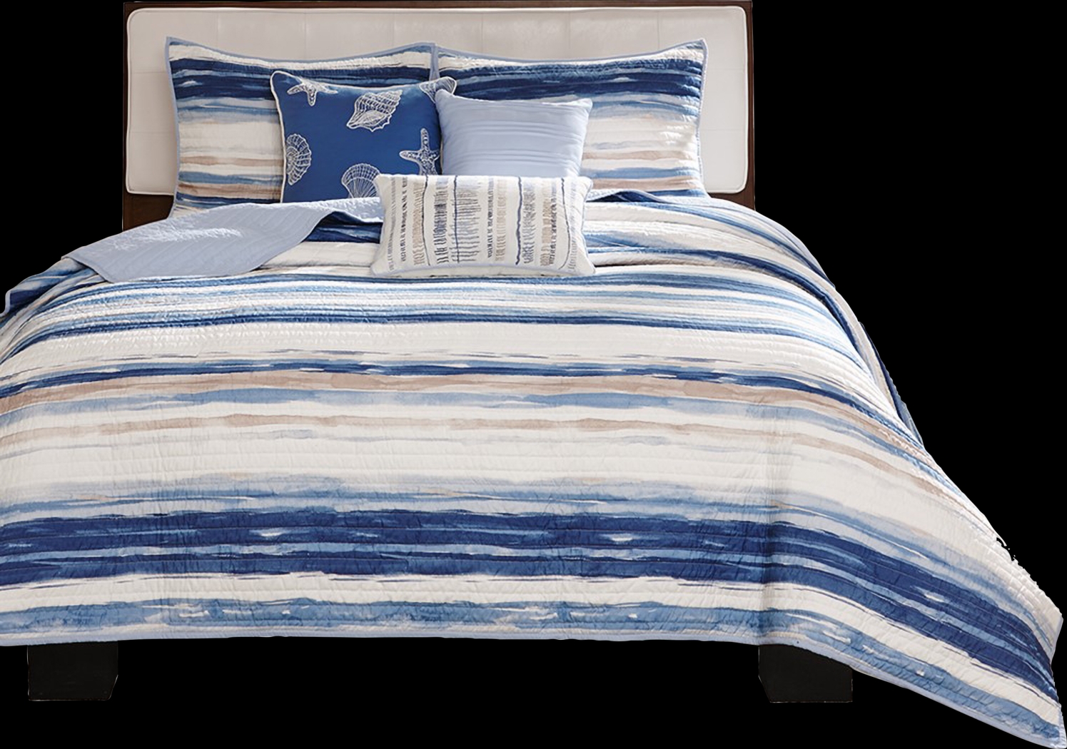 Lillya Blue 6 pc King/Cal King Quilt Set - Thumbnail - Image 1