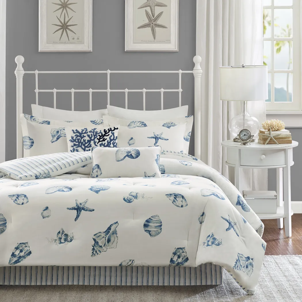 Limekiln White Blue 4 Pc California King Comforter Set - Thumbnail - Image 2
