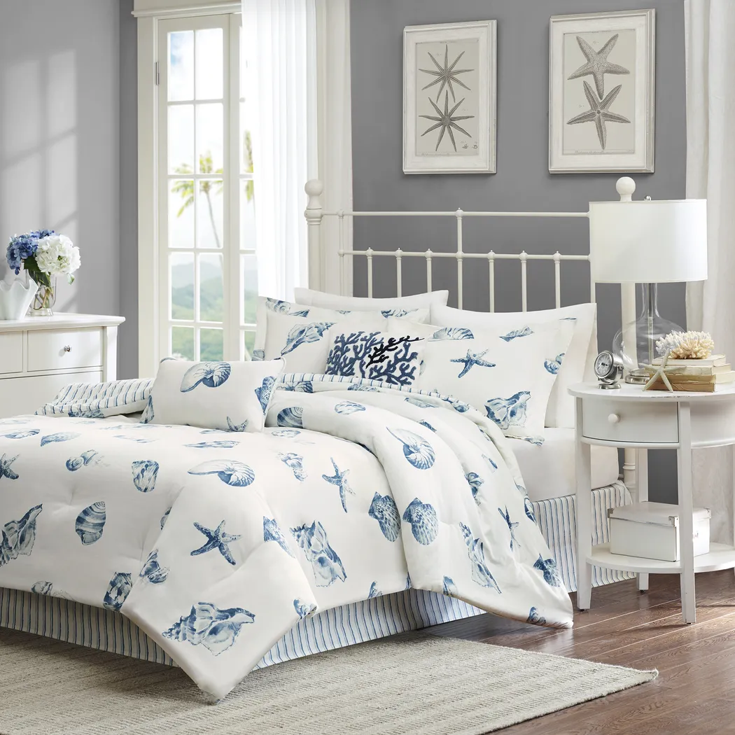 Limekiln White Blue 4 Pc California King Comforter Set - Thumbnail - Image 1