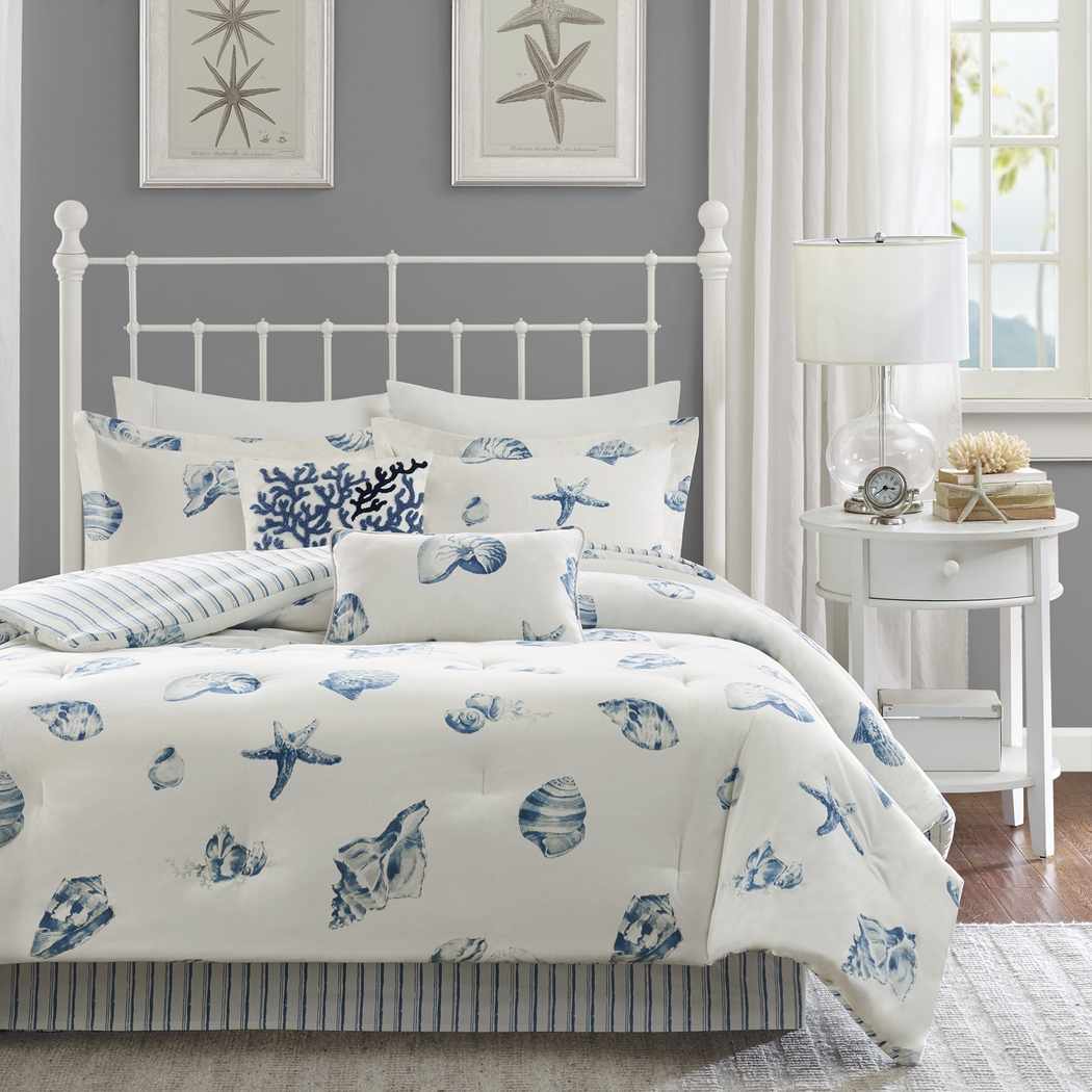 Limekiln White Blue 4 Pc Queen Comforter Set - Thumbnail - Image 2